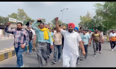 ਆਊਟਸੋਰਸਿਡ ਅਤੇ ਇਨਲਿਸਟਮੈਂਟ ਠੇਕਾ ਮੁਲਾਜ਼ਮਾਂ ਨੇ ਭਗਵੰਤ ਮਾਨ ਦਾ ਕਾਲੇ ਝੰਡਿਆਂ ਨਾਲ ਕੀਤਾ ਸਵਾਗਤ